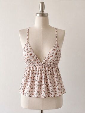 Princess Polly V Neck Floral Tank Boho Festival Top Cottagecore Summer SZ 8
